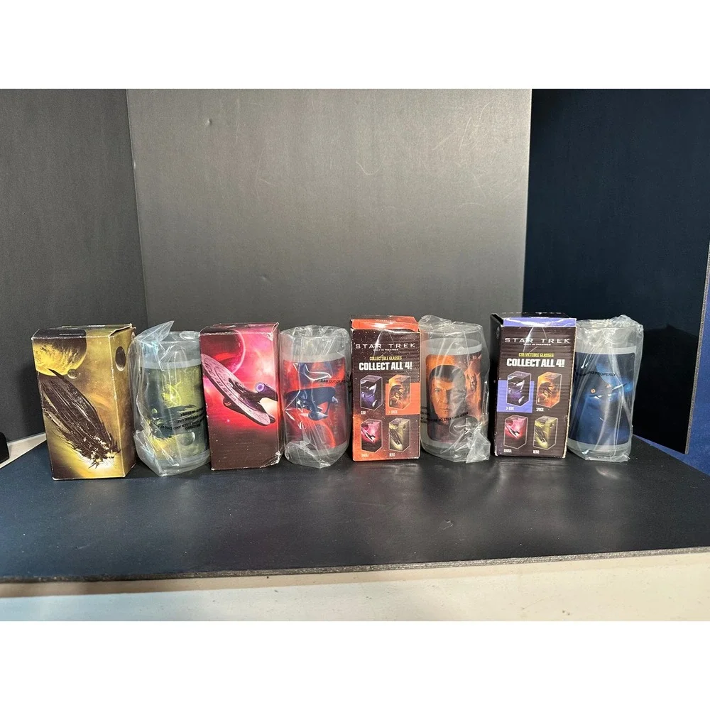 Star Trek 2008 Burger King Collectible Glass Set Kirk Spock Uhura Nero 4pc NOS